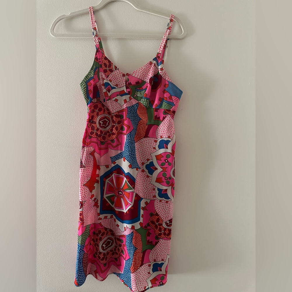 Adorable true vintage '60s psychedelic day-glo adjustable strap slip dress S